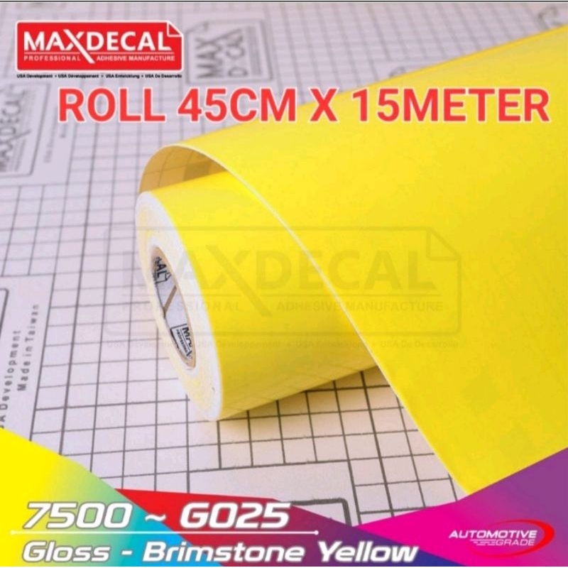 ROLL Sticker Maxdecal 7500 G025 Gloss Brimstone Yellow 45cm × 15m ROLL