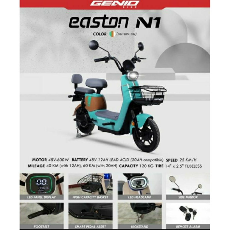 Sepeda listrik GENIO EASTON N1 Electric E Bike 600 watt