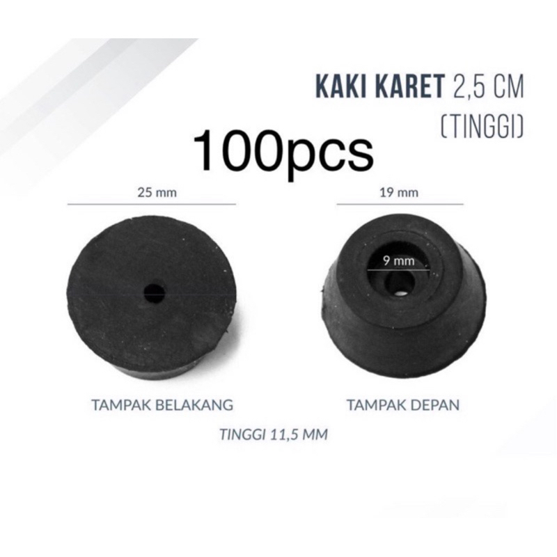 Kaki Karet 2,5 cm -Tinggi- (PVC) untuk Salon Speaker / Box Power / Amplifier / Hardcase / Sof