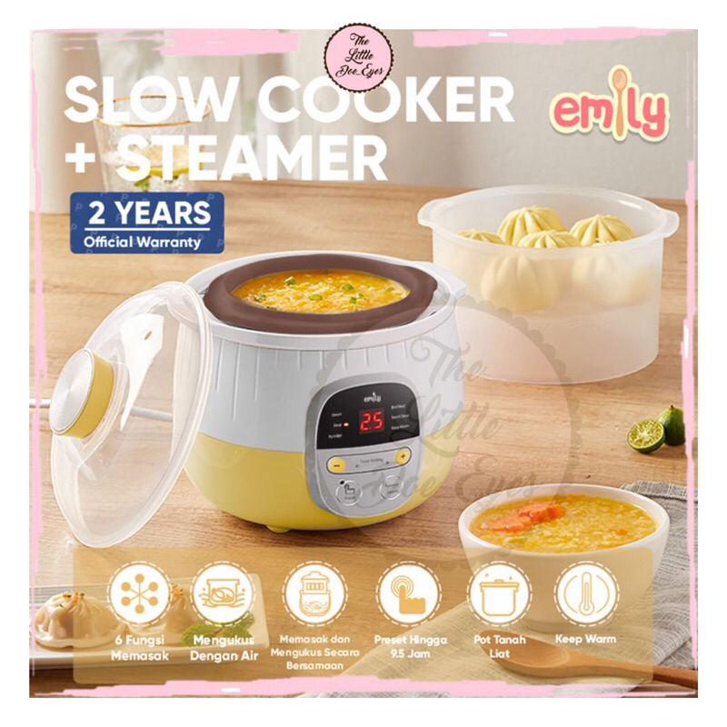 [READY] Emily Slow Cooker + Steamer Claypot  0.8L (tanah liat)