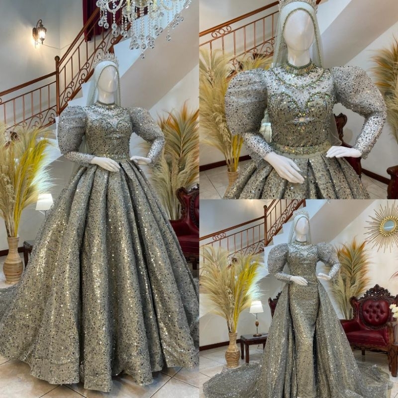 TERBARU GAUN PENGANTIN PREMIUM// GAUN BELIMBING  PAYET/BALL GAUN/GAUN TERBARU/PERLENGKAPAN PESTA/BAJU NIKAH/GAUN MODERN
