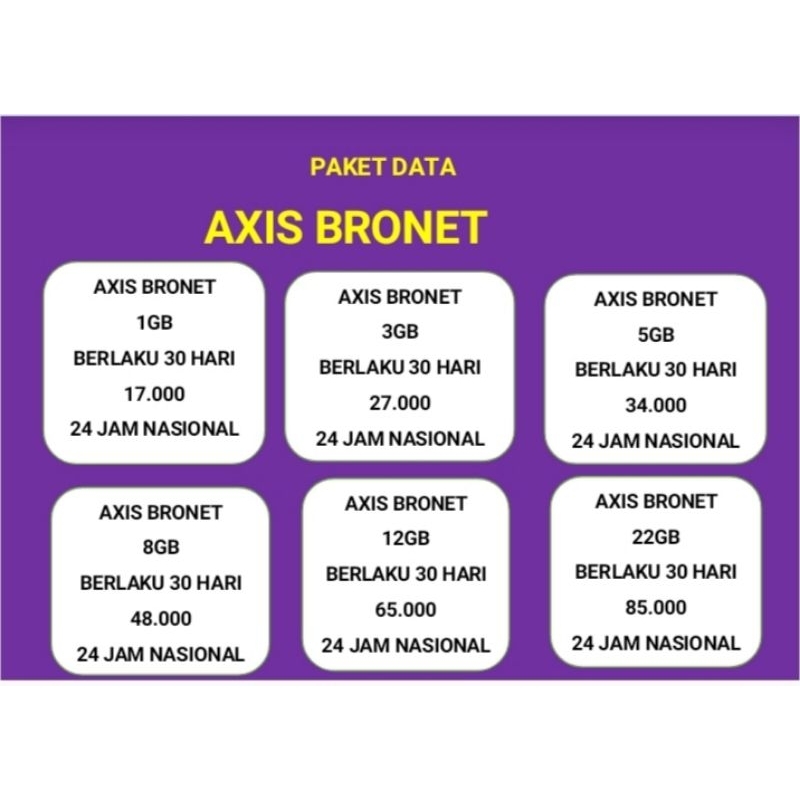 Kuota Axis Termurah 24 Jam Kuota Utama (Proses Cepat)