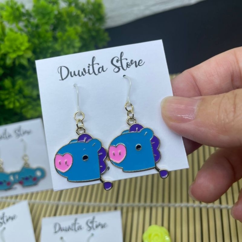 HANDMADE ANTING DEWASA KAITAN PLASTIK MOTIF BTS/BT21-XL(Alloy)