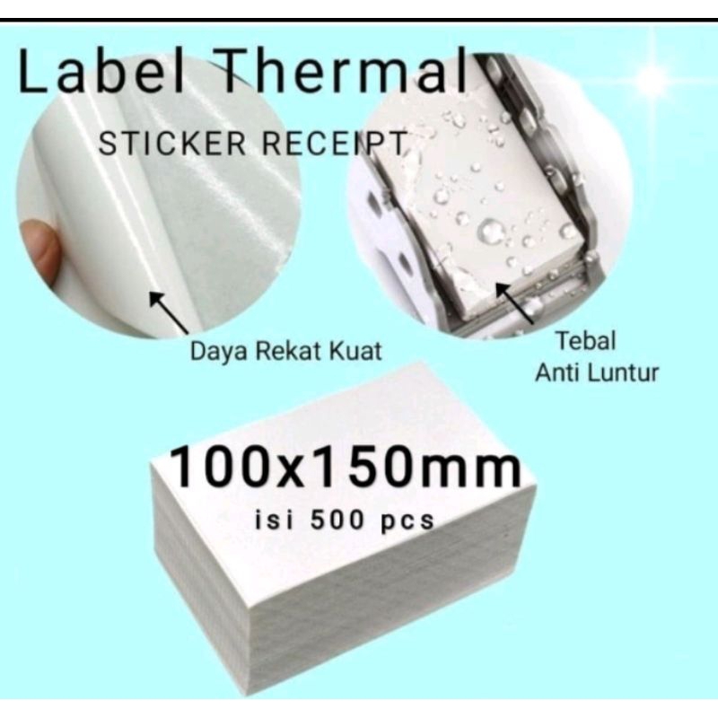 

KERTAS THERMAL LABEL LIPAT BARCODE 100 X 150 A6 ISI 500PCS KERTAS PRINTER RESI MARKET PLACE