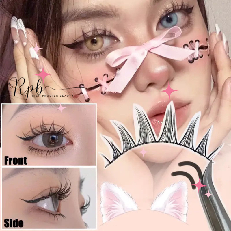 FAIRY E07 - Air False Eyelashes Comic Eye Japanese Fake Eye Lashes Extension Clear Band Natural Nude Makeup Little Devil