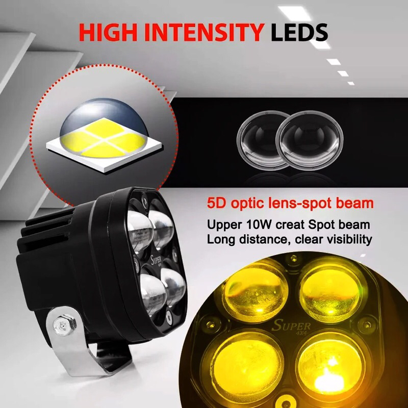 lampu sorot tembak 5d 40 watt 2 warna putih-kuning