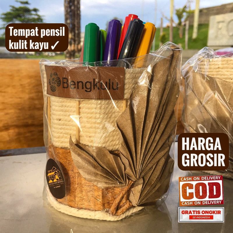 

Tempat pulpen estetik kulit kayu Tempat alat tulis Tempat pensil kulit kayu