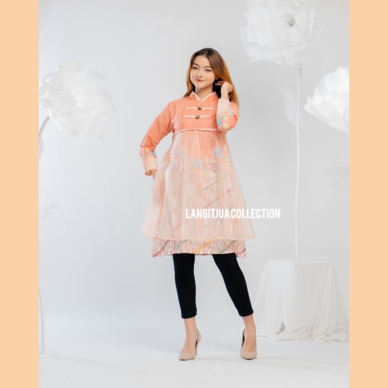 ANISA TUNIK PIAS KOIN BATIK ORGANZA BAJU LEBARAN 2023| DRESS BAJU KONDANGAN MEWAH