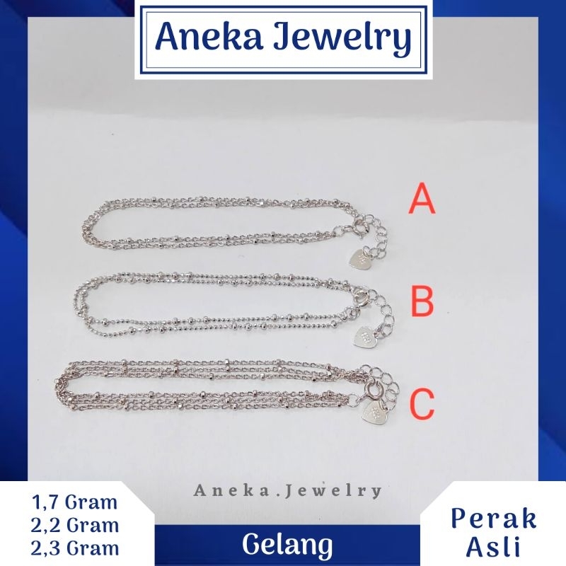 Gelang Jedar Layer Variasi, Sepuh Emas Putih, Perak 925