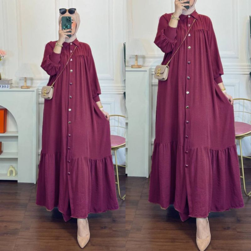 GAMIS POLOS CRINKLE AIRFLOW PREMIUM FANIA DRESS TERBARU KEKINIAN