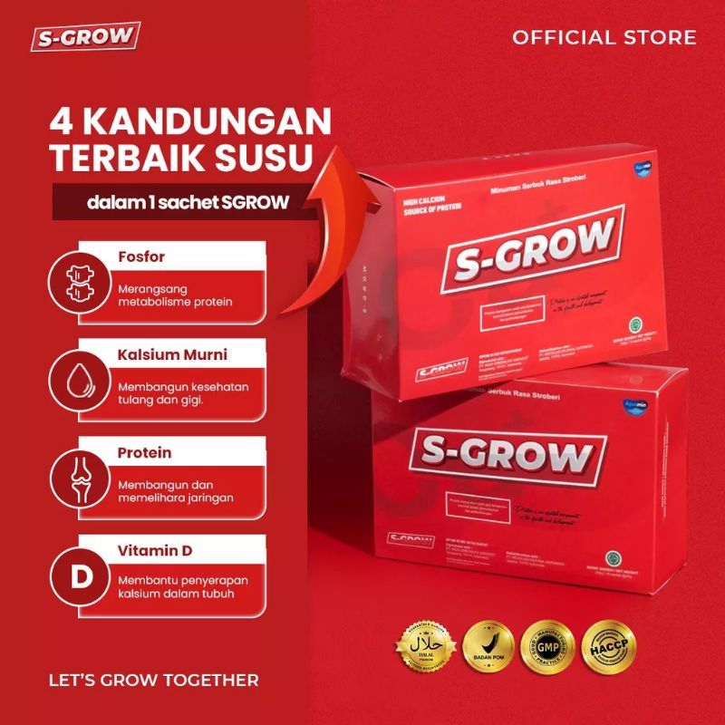 sgrow s-grow official/susu penambah tinggi badan box free gift // newlab fiber drink ori minuman die