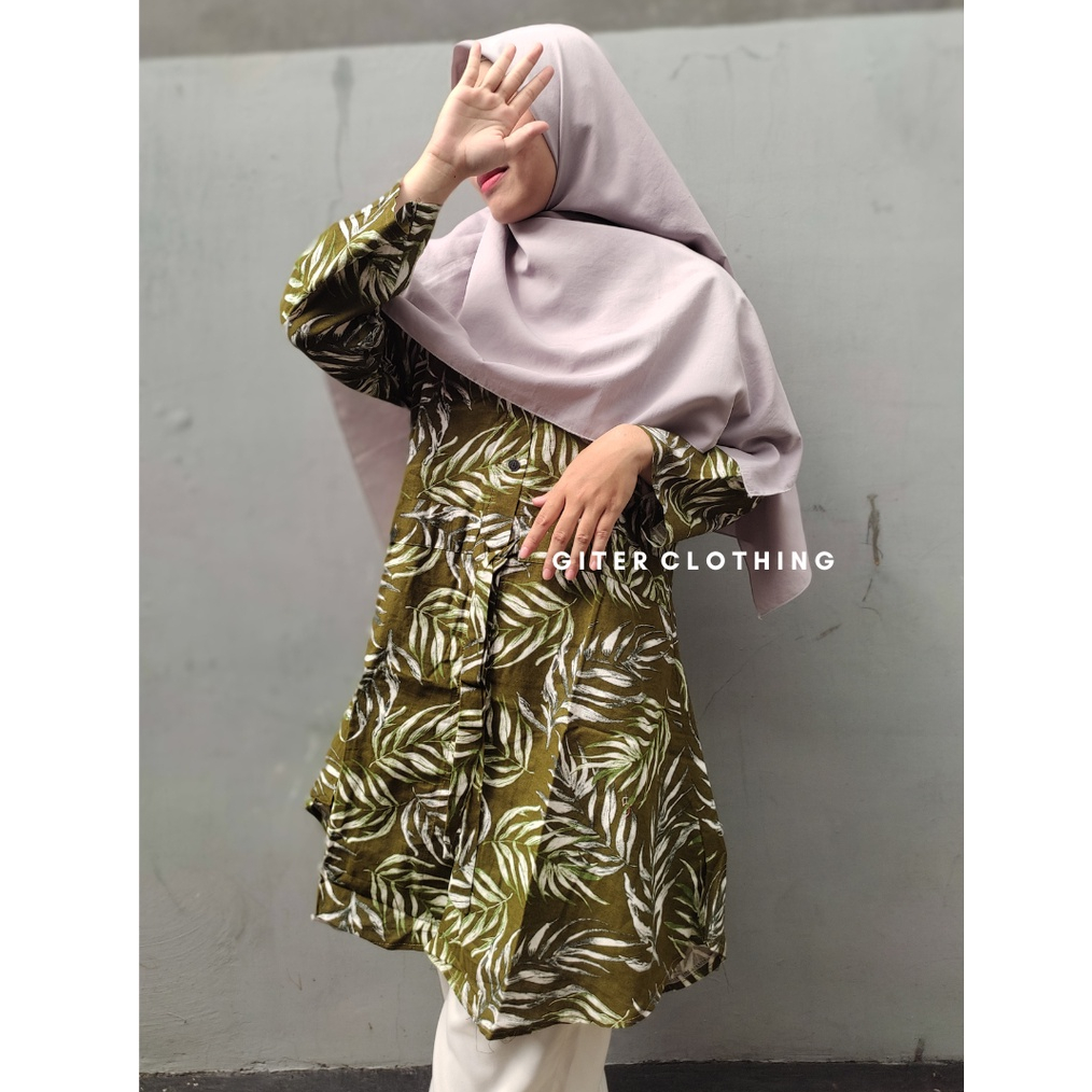 Tunik Floral bahan katun linen by giter's clothing