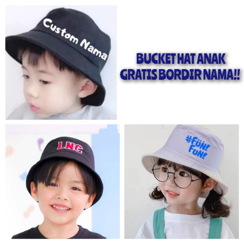 Bucket Hat Anak Gratis Bordir Nama Topi Bucket Anak Unisex