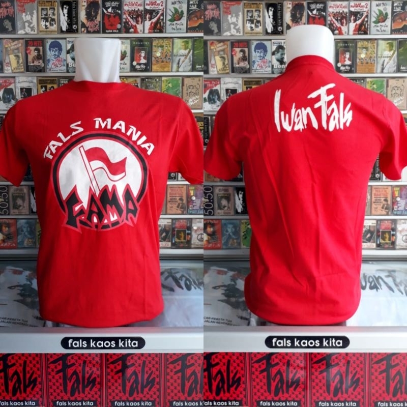 kaos iwan fals kaos fals mania merah bahan kain katun adem halus tanpa jahitan samping built up