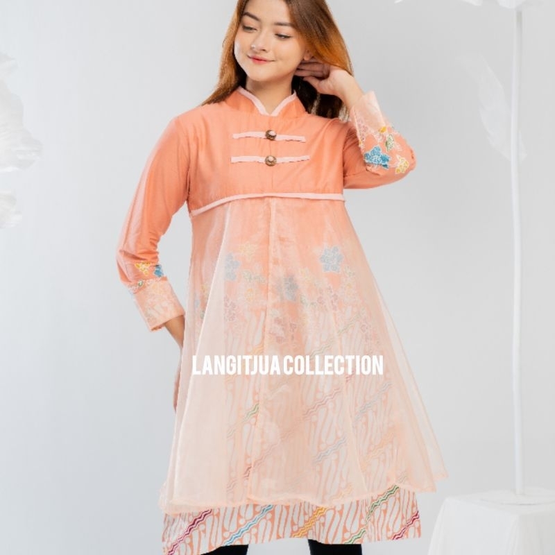 ANISA TUNIK PIAS KOIN BATIK ORGANZA BAJU LEBARAN 2023| DRESS BAJU KONDANGAN MEWAH