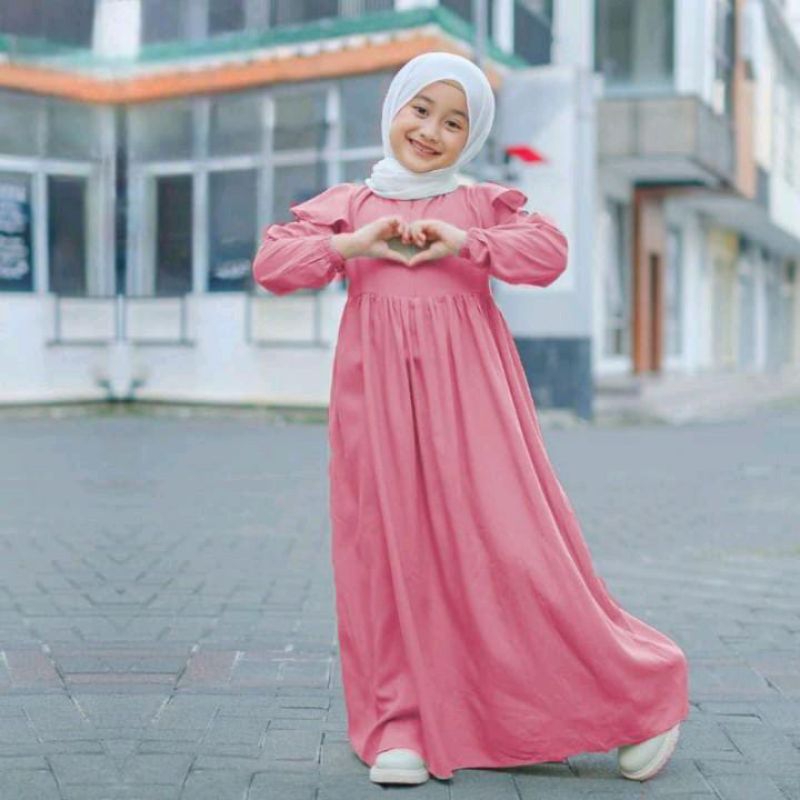 akila gamis anak terbaru terlaris termurah kekinian/gamis anak crinkel airflow/fashion anak terbaru