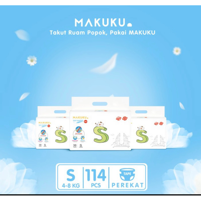 (3 pcs) Makuku SAP Diapers Slim S38 x3