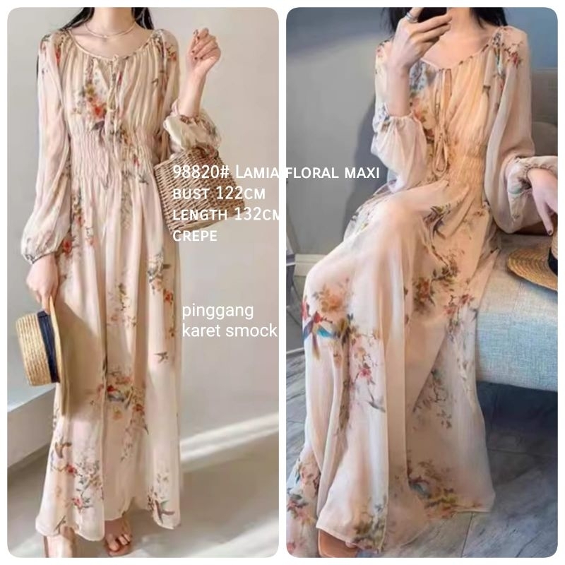 MDLV ~ 98820# Lamia Floral Maxi Dress Import