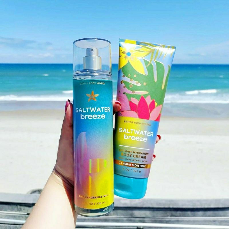 BATH &amp; BODY WORKS BBW SALTWATER BREEZE SERIES MIST LOTION SHOWER GEL BODY CREAM HAND CREAM SHOWER GEL BODY CREAM LOTION MIST WASH WALLFLOWER ROOMSPRAY SCENTPORTABLE GENTLE GEL DEEP CLEANSING GENTLE FOAMING CREAMY LUXE