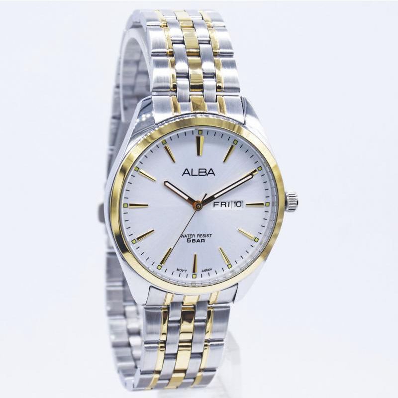 ALBA AJ6182X1 JAM TANGAN PRIA SILVER GOLD ORIGINAL