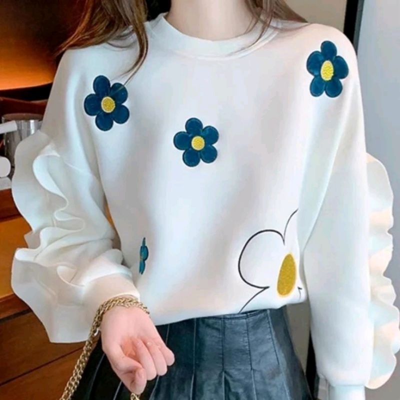 Flower L - XL Sweater Oversized Crewneck