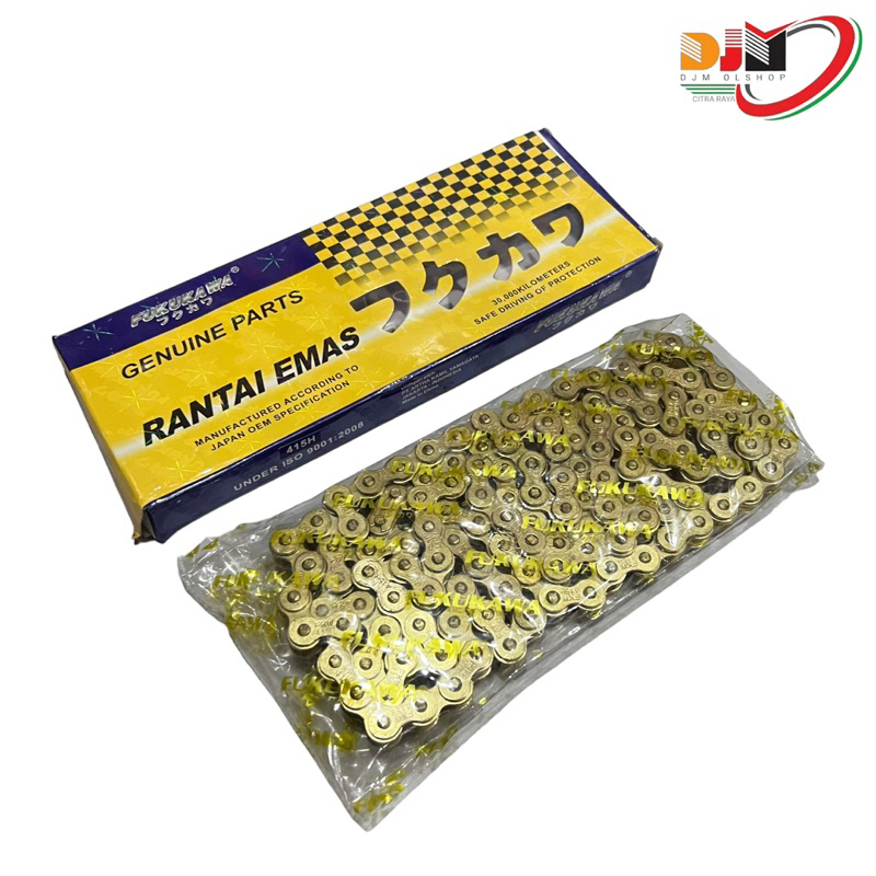 Fukukawa Rantai Motor Racing Warna Gold 415 H 130L Untuk Pemakain Gear Sss