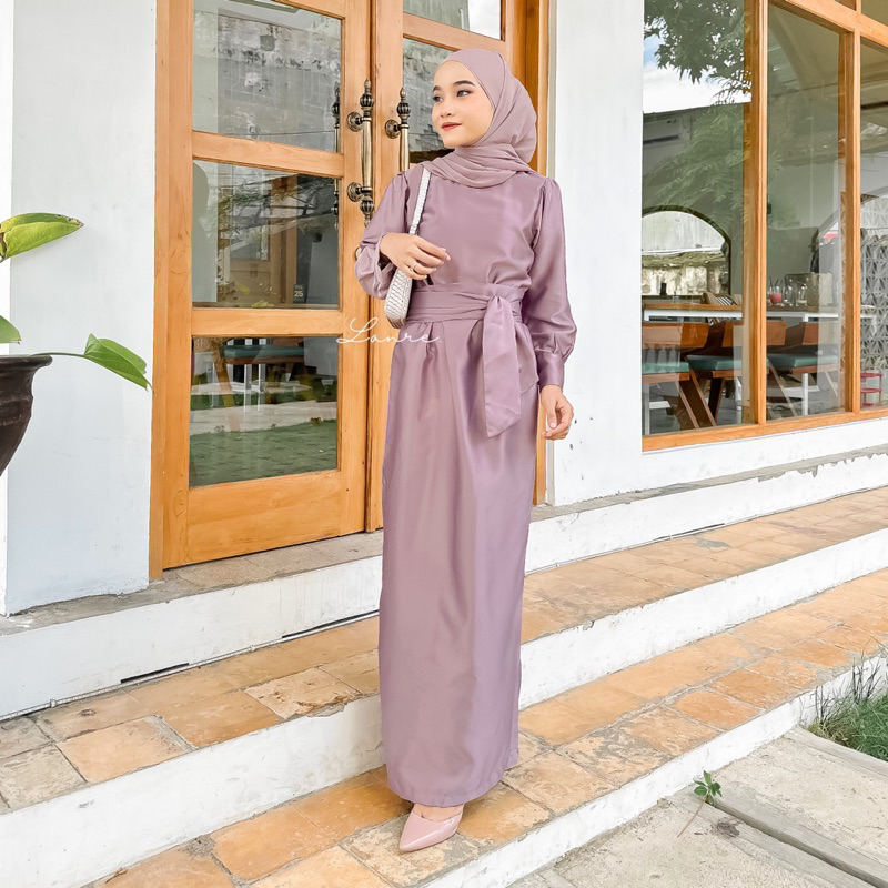 Alisa dress satin by LANRE - satin dress kondangan - dress lebaran