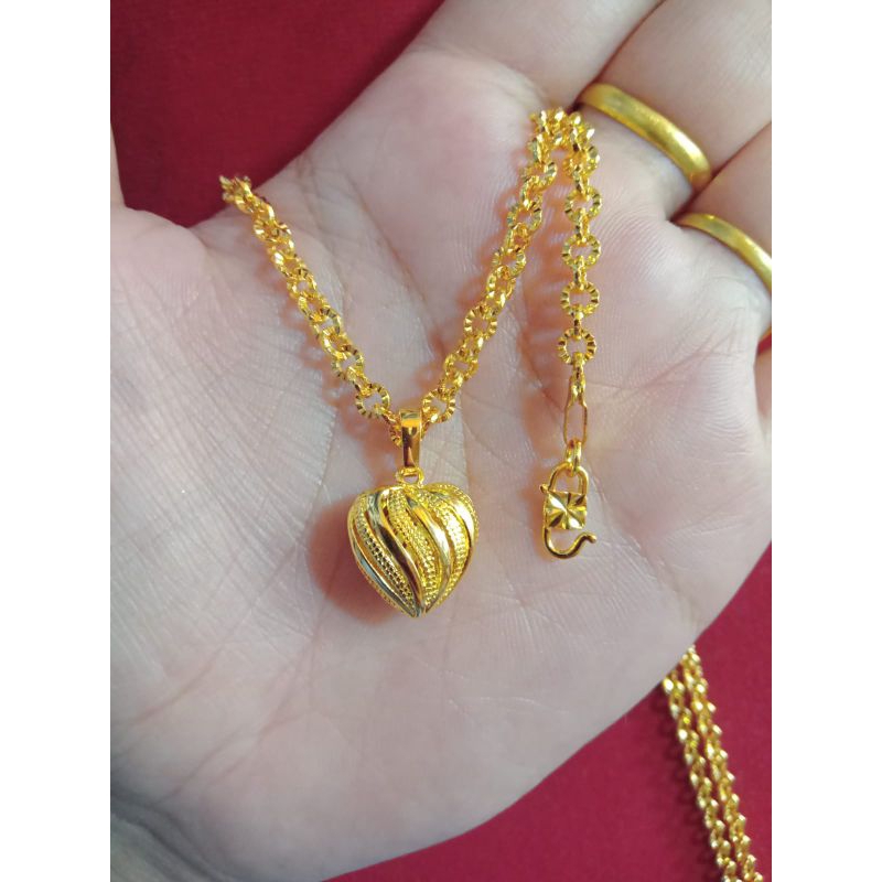 kalung Nuri besar love garis lapis emas 24k