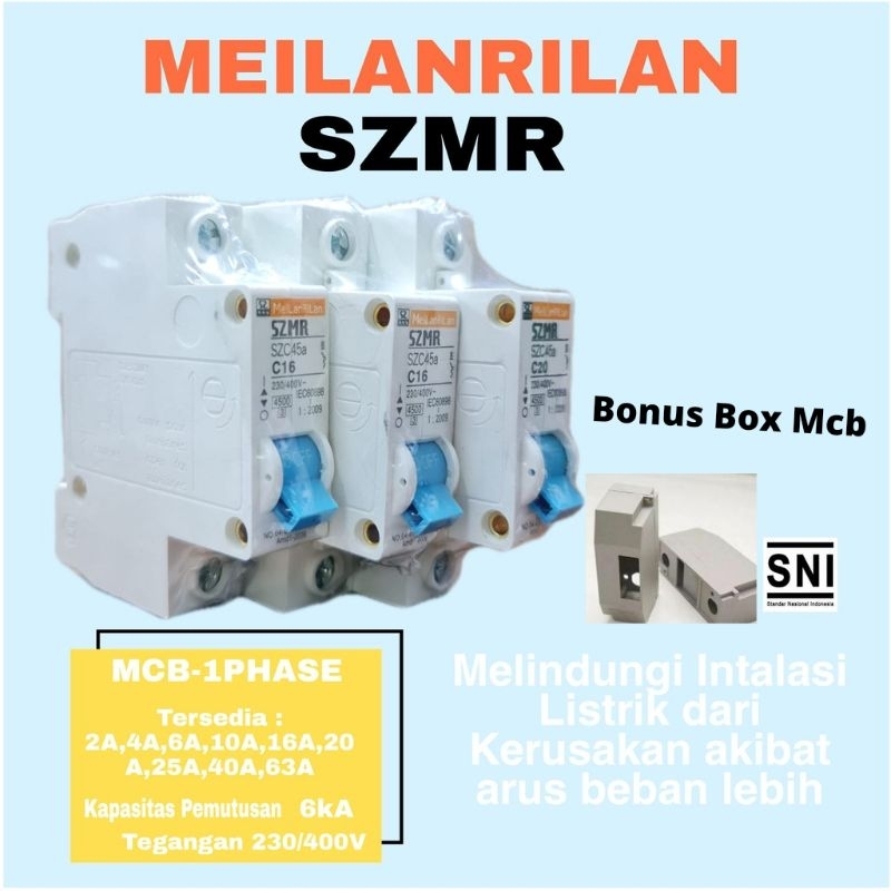 MCB LISTRIK SZMR 2A SAMPAI 63A SNI BONUS BOX MCB