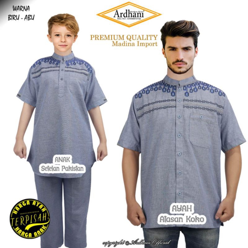 Baju Koko Couple Ayah Anak Baju Koko Terbaru Katun Madina Premium Ardhani Moslem Wear