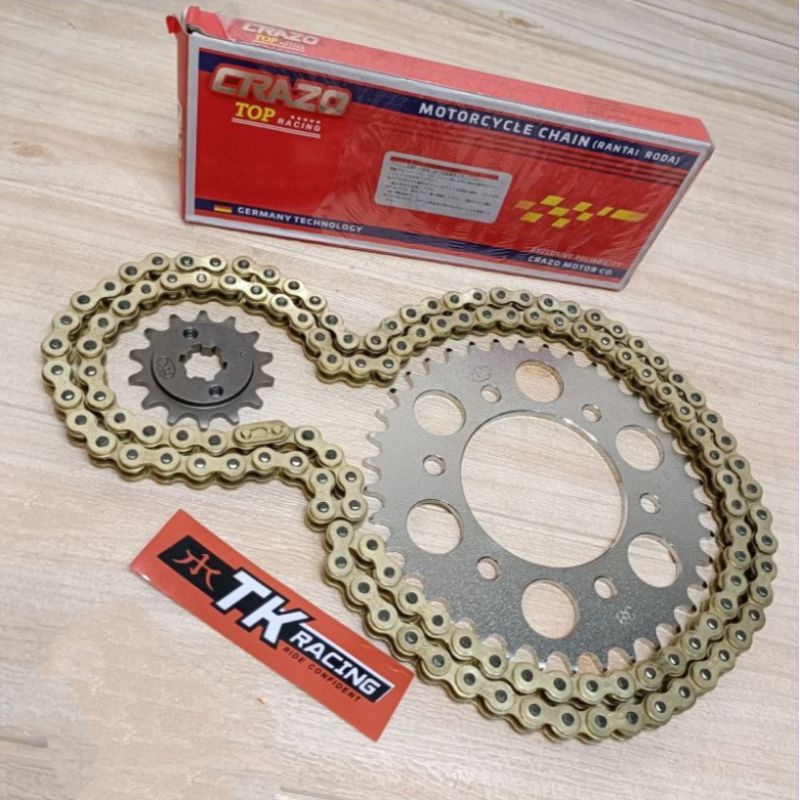 Gear set tipis 415 TK racing Vixion old Vixion new MX king set rantai gold Crazo racing