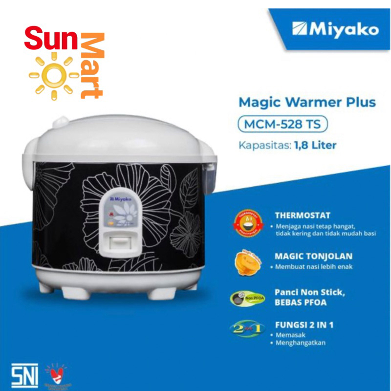 NEW MODEL!! Miyako MCM 528 TS - Rice Cooker Magic Warmer 1.8 lt Magic Com