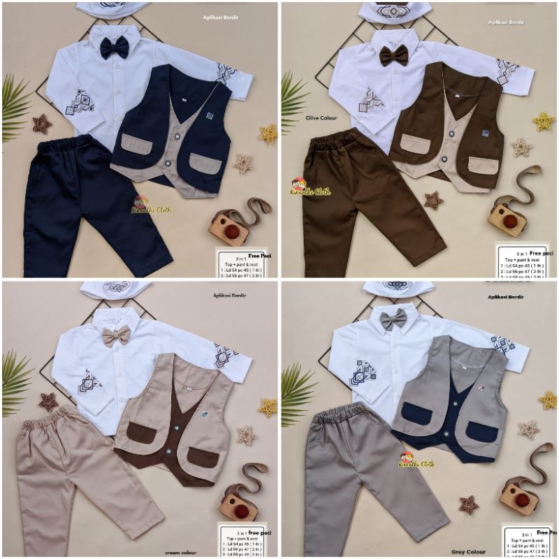 Setelan Koko Anak Original Kinanthi Cloth Set Sarkoci Muslim Kurta Kids Katun Bordir Premium/ Sandro