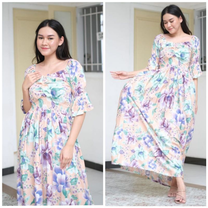 Dress Bali Premium Panjang Sabrina Lengan Lonceng