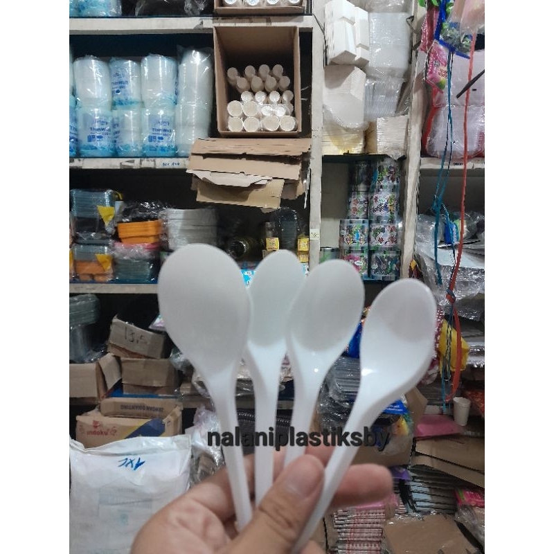 SENDOK MAKAN PUTIH/HITAM/BENING BABON 100 PCS