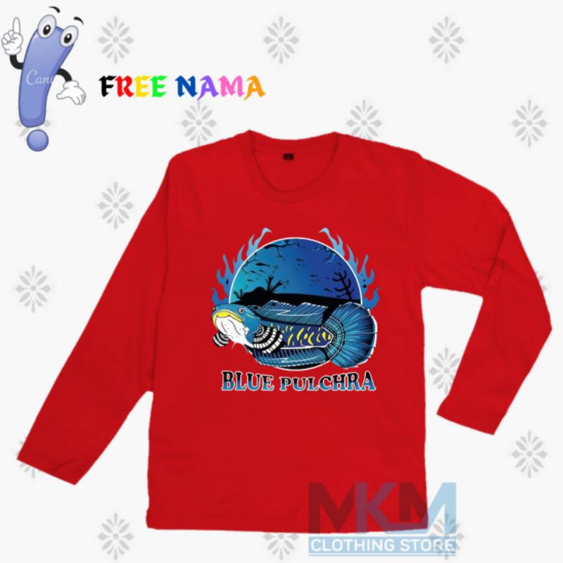 Kaos Anak Lengan Panjang Ikan Chana Blue Pulchra | Kaos Anak Sablon DTF Laki laki dan Perempuan Terb