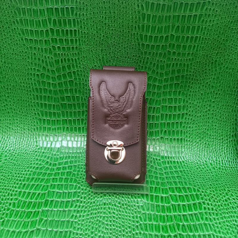 sarung hp kulit asli dompet hp pinggang embos harley