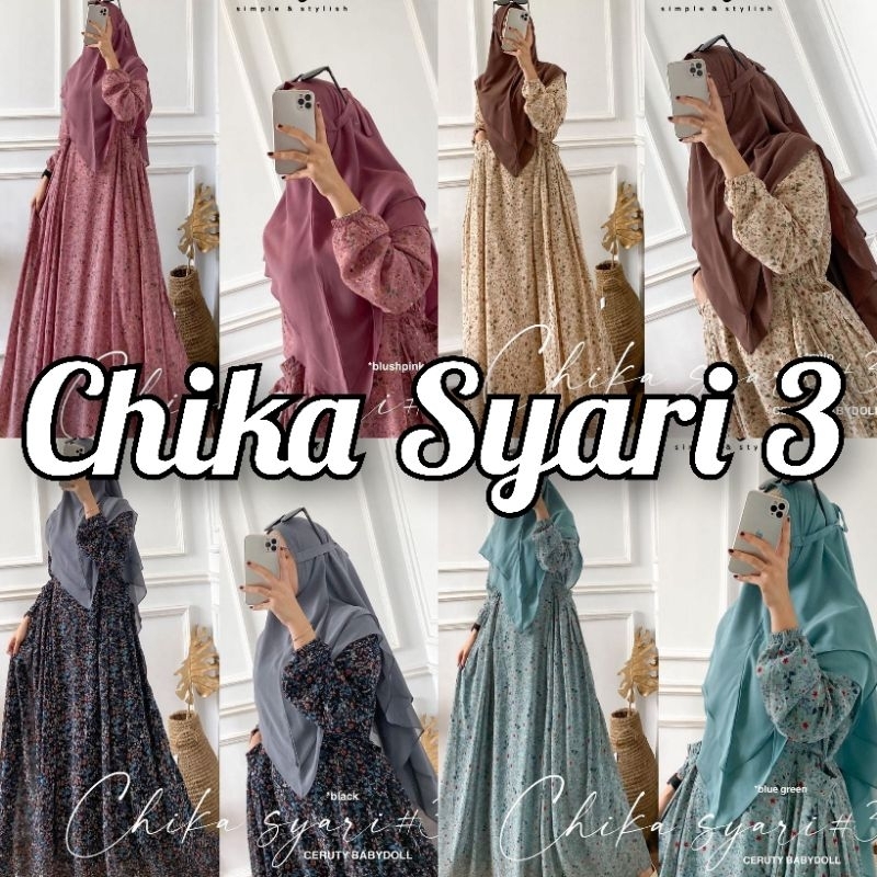 CHIKA SYARI 3 (LABEL SAVNA) | REVINA SYARI | BUNGA SET 2 | BAHAN CERUTY BABYDOLL MOTIF BUNGA PREMIUM