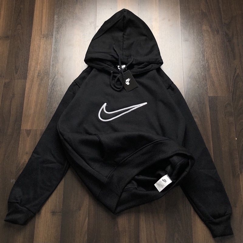 JAKET HOODIE NIKE - LOGO BIG PATCH BORDIR HITAM FULLTAG &amp; LABEL