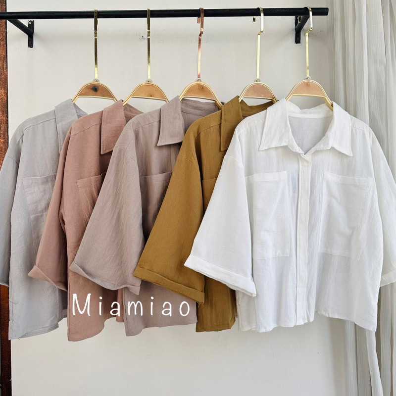 Blouse Linen Angel/kemeja pocket/Atasan wanita korea