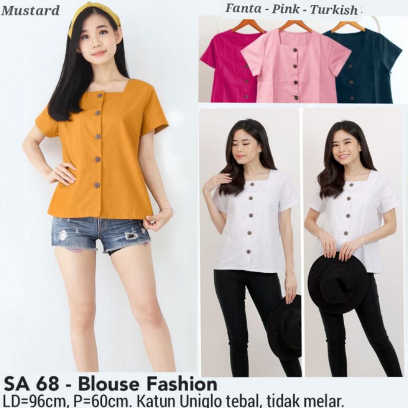 BLOUSE CEWEK KEREN ATASAN LENGAN PENDEK BAJU FASHION WANITA BERKUALITAS 68 POLOS ASLI MURAH