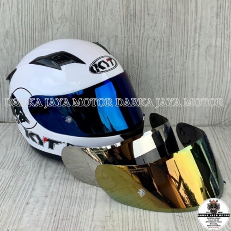 flat visor iridium blue / Silver / Gold / tear off post pnp helm kyt r10/kyt rc-7/ k2R stiker visor