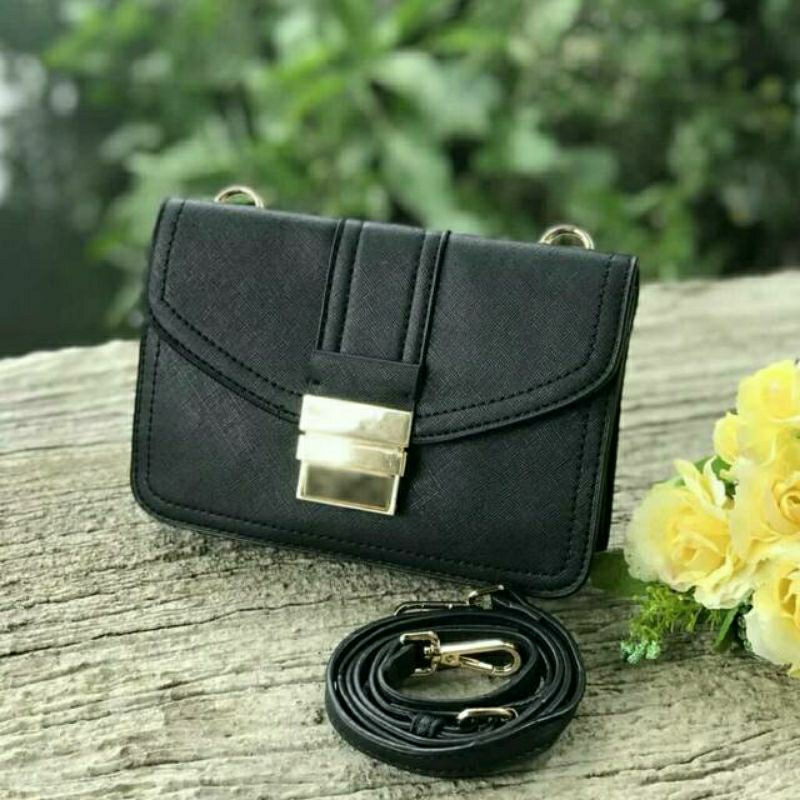LISO Slingbag [Black/ Hitam] Tas Pria Wanita Cantik Premium Fashion Kulit Fashionista Trendy Trendi 
