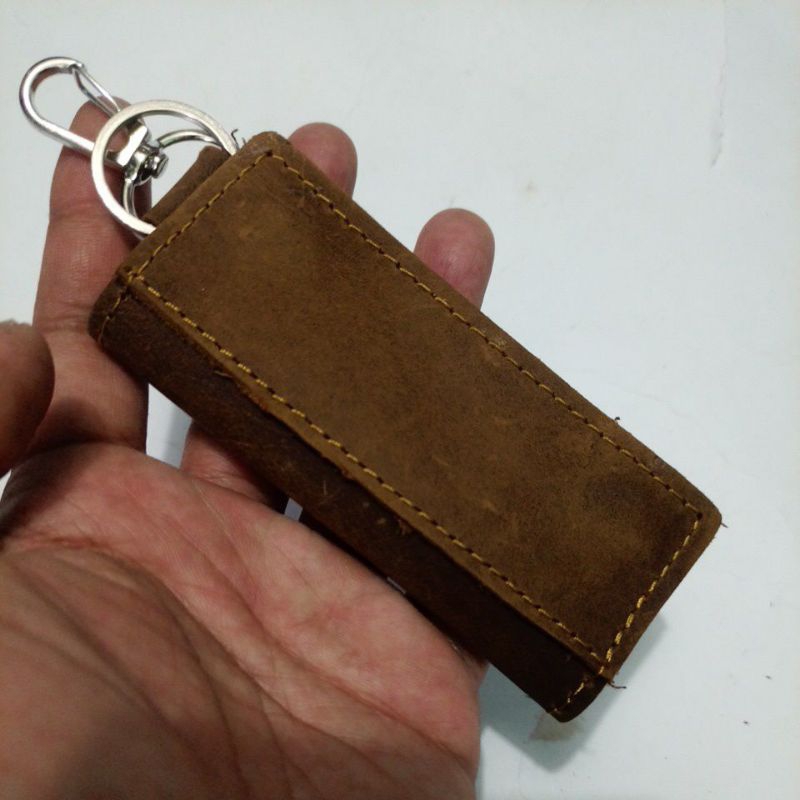 gantungan kunci motor kulit asli original lipat 2 minimalis dompet STNK