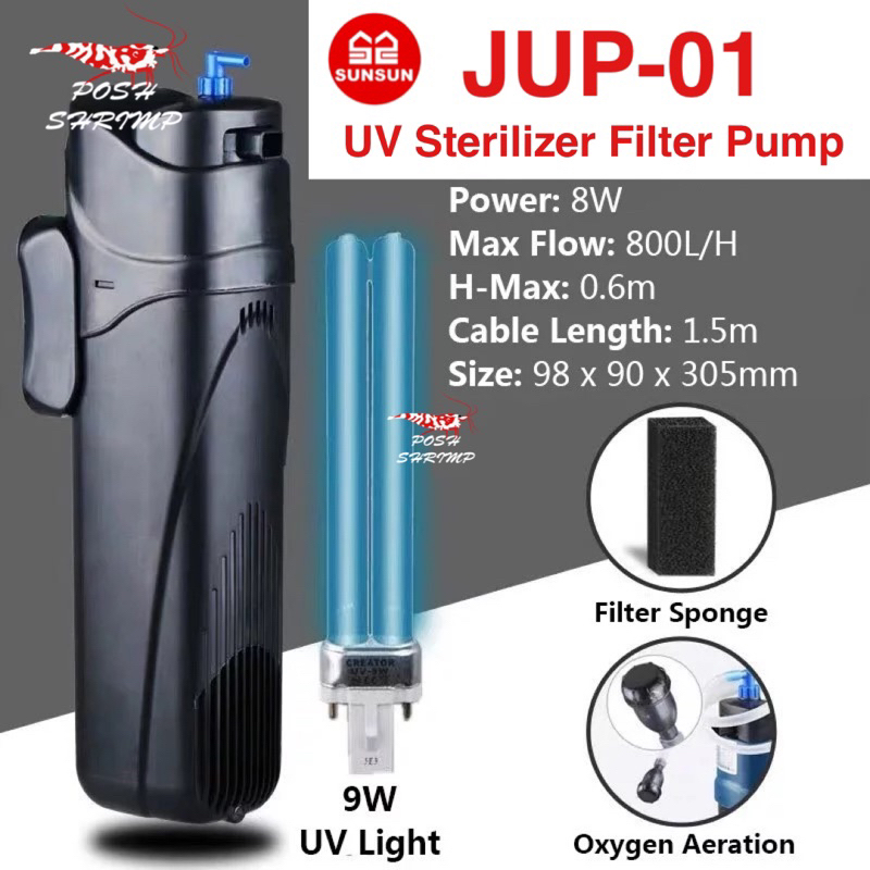 Jual SUNSUN JUP 01 POMPA FILTER UV AQUARIUM FILTER INTERNAL LAMPU UV