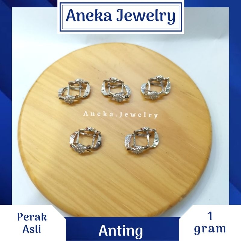 Anting Jepit Permen Mata Mata, Sepuh Emas Putih, Perak 925