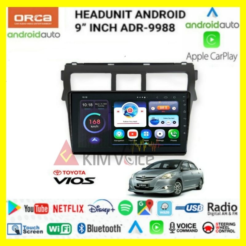 Head Unit Android Orca 9 Inch OEM Vios 2008-2012 Voice Command