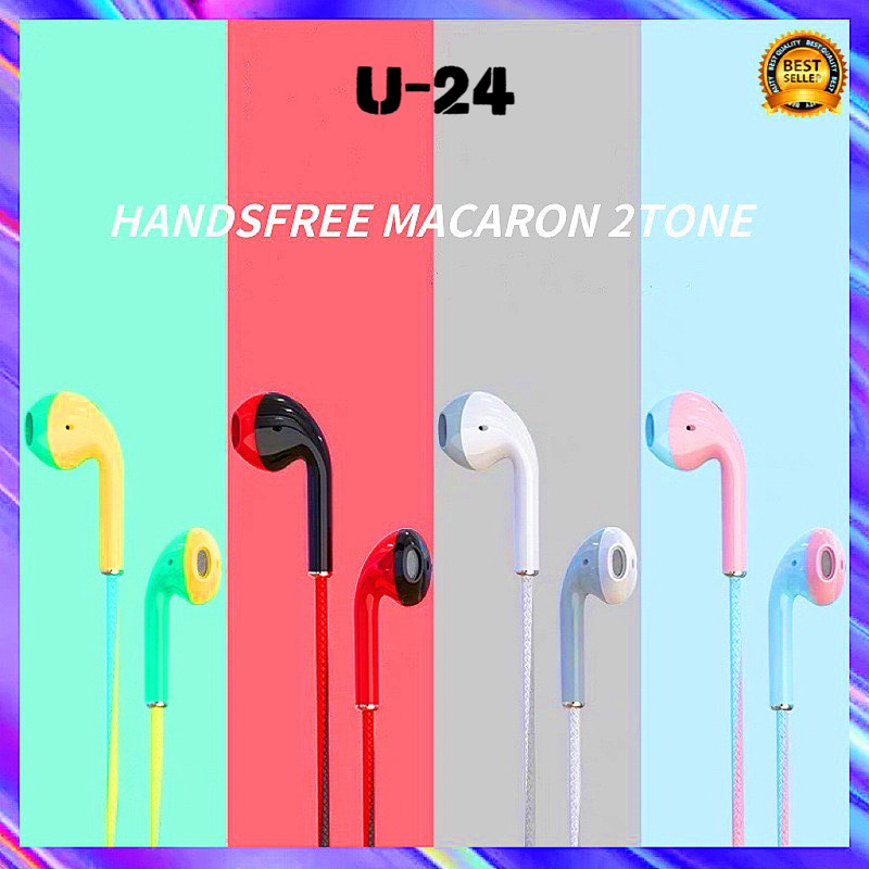 Headset Handsfree Macaron Stereo Earphone+Microphone