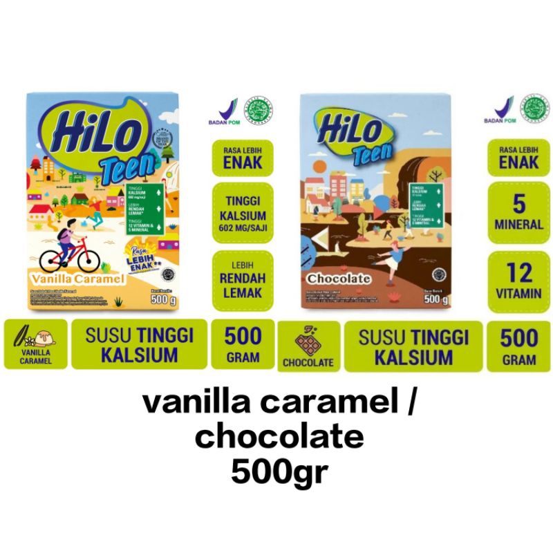 

HILO TEEN VANILLA CARAMEL / COKLAT 500GR