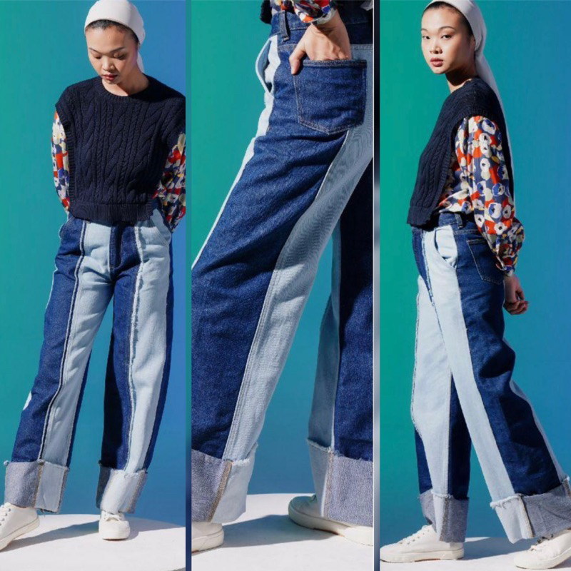 AVIRA JEANS DENIM NAVY || ALEZA LABEL